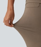 High Waisted Skinny Casual Skirted Leggings with Pocket — Caribou — view 8