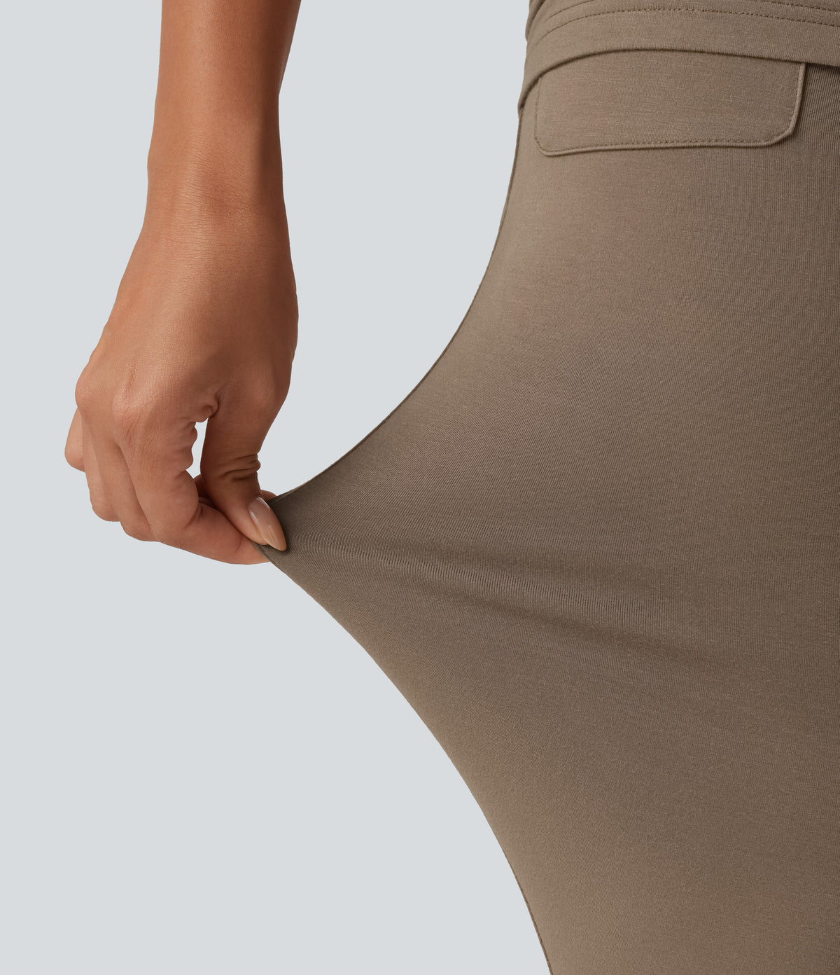 High Waisted Skinny Casual Skirted Leggings with Pocket — Caribou — view 8