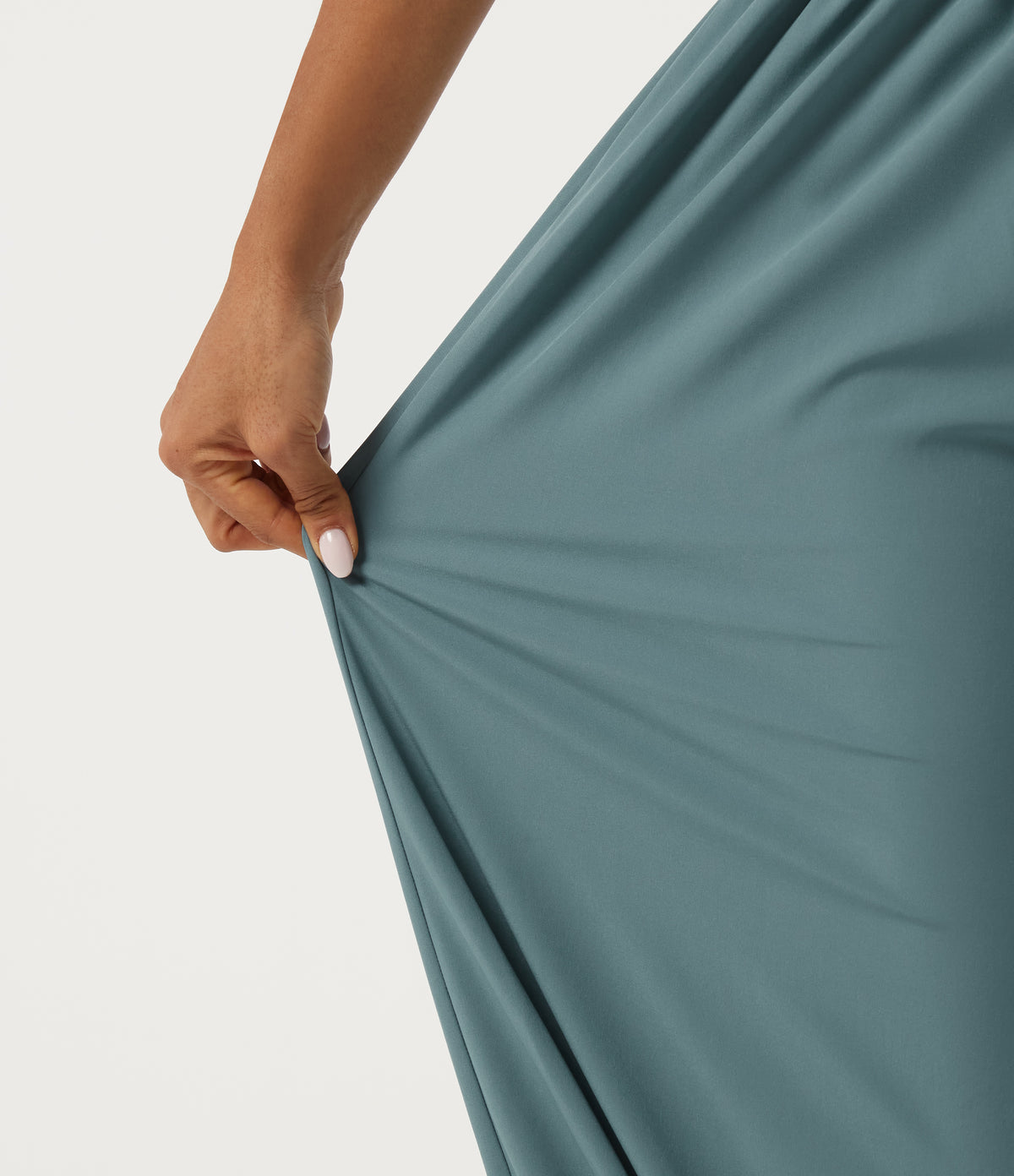 High Waisted Drawstring Contrast Lace Quick Dry Dance with Pockets — Stone Blue — view 6