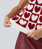 V Neck Casual Sweater Vests — Cherry Heart Check — view 6