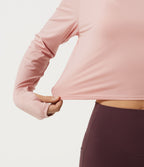 Round Neck Long Sleeve Cut Out Yoga Sports Top — Peach Whip — view 8