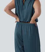 Plus Size Stand Collar Sleeveless Party Jumpsuit with Pockets-Edition — Balsam — view 7