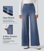 Denim Heat High Waisted Wide Leg Casual Jeans with Pockets — Tide Blue Denim — view 1