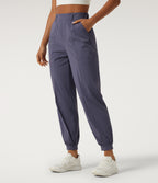 High Waisted Quick Dry InstantCool Running Joggers with Pockets-UPF40+ — Charcoal Blue — view 3
