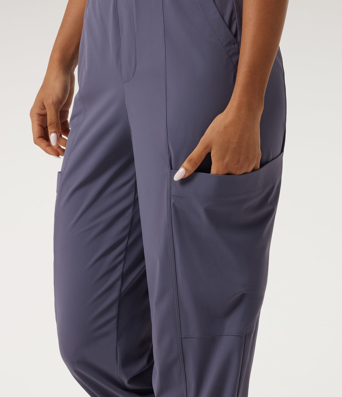 High Waisted Quick Dry InstantCool Running Joggers with Pockets-UPF40+ — Charcoal Blue — view 6