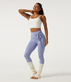 High Waisted Tie Front Yoga Leggings with Pockets — Xenon Blue — view 7