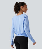 Henley Neck Long Sleeve InstantCool Yoga Sports Top-UPF50+ — Sky Blue — view 2