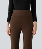 High Waisted Flare Casual Trousers — Thick Earthy Brown — view 5