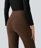 High Waisted Flare Casual Trousers — Thick Earthy Brown — view 4