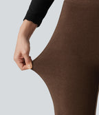High Waisted Flare Casual Trousers — Thick Earthy Brown — view 6
