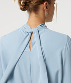 Mock Neck Tie Back Long Sleeve Work Blouse — Plein Air — view 6