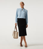 Mock Neck Tie Back Long Sleeve Work Blouse — Plein Air — view 7