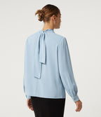 Mock Neck Tie Back Long Sleeve Work Blouse — Plein Air — view 2