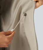 Long Sleeve Adjustable Drawcord Work Jacket with Pockets — Feather Gray — view 6