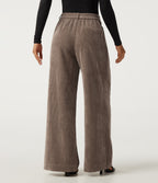 High Waisted Wide Leg Corduroy Work Trousers with Pockets — Maple Spice — view 2