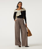 High Waisted Wide Leg Corduroy Work Trousers with Pockets — Maple Spice — view 6
