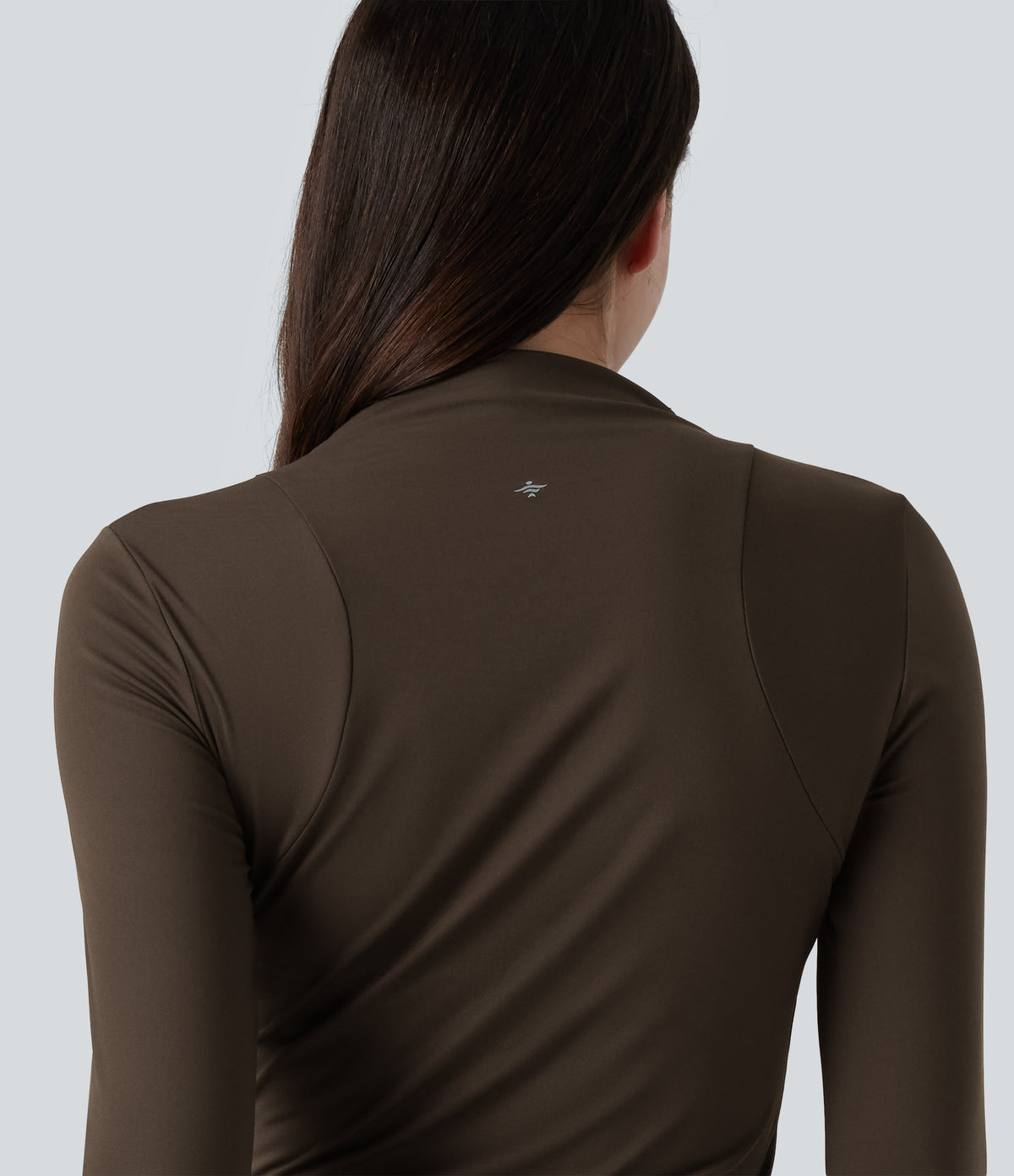 Airy Mock Neck Long Sleeve InstantCool Yoga Sports Top — Chocolate Martini — view 5