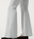 High Waisted Foldover Drawstring Flare Stripe Yoga Leggings with Pockets — Zebra Ripple — view 6