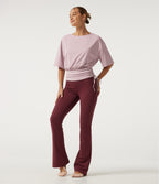 Round Neck Dropped Half Sleeve Drawstring Ruched Yoga Sports Top — Pale Lilac — view 5