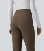 High Waisted Tapered Work Trousers with Pockets — Chocolate Martini — view 5