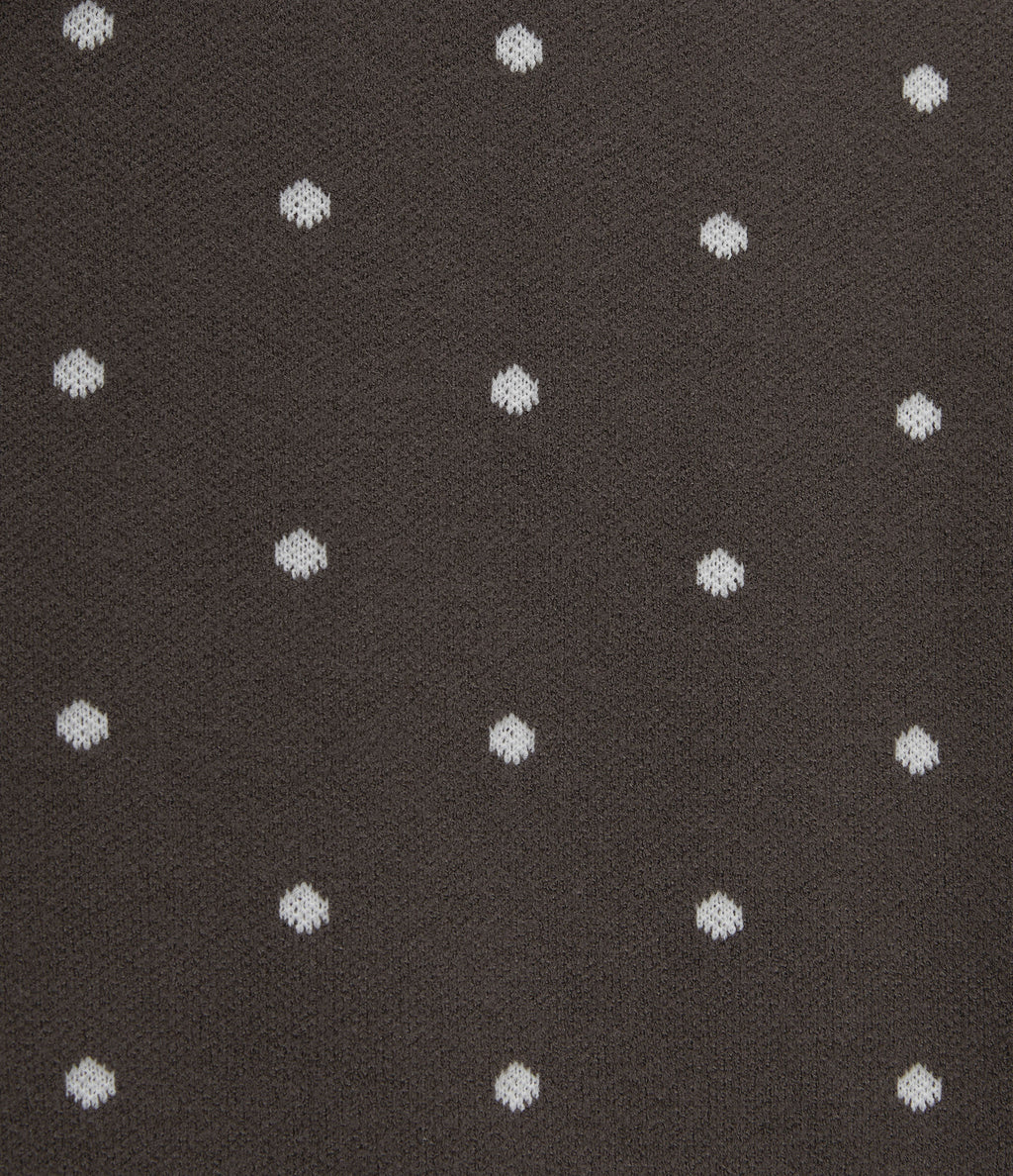 Round Neck Long Sleeve Polka Dot Casual Cardigan — Clay Brown — view 7