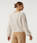 Boat Neck Long Sleeve Casual Jumper — Pastel Parchment — view 2