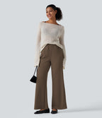 High Waisted Wide Leg Casual Sweatpants with Pockets — Coffee Liqueúr — view 7