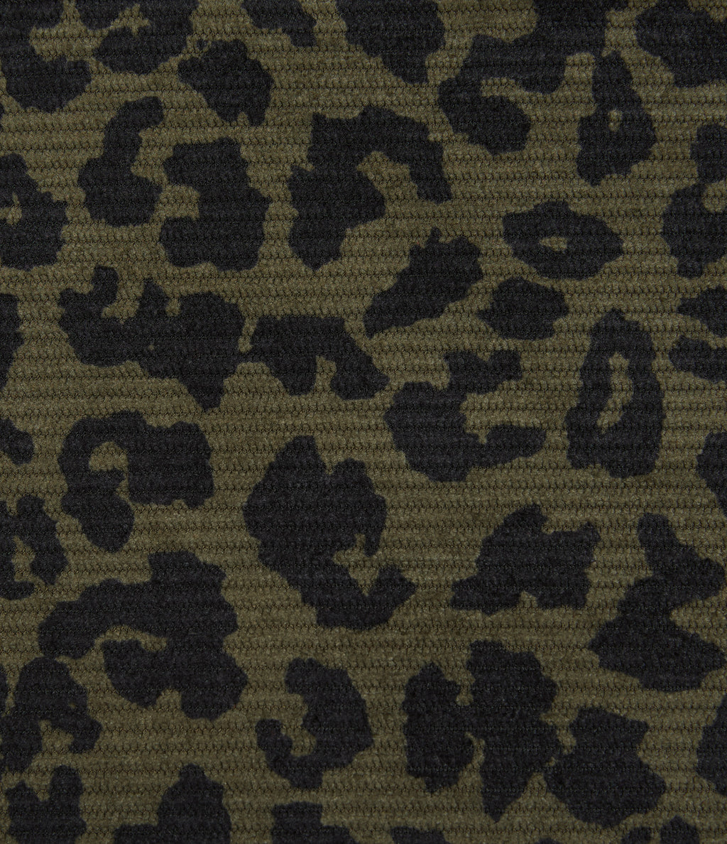 High Waisted Leopard Print Corduroy Casual Midi Skirt with Pockets — Big Forest Cat — view 7