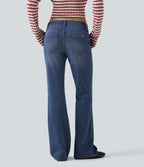Low Rise Bootcut Casual Jeans with Pockets — Tide Blue Denim — view 2
