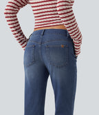 Low Rise Bootcut Casual Jeans with Pockets — Tide Blue Denim — view 5