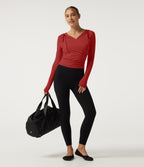 Hooded Long Sleeve Crossover Ruched Yoga Sports Top — Rubicondo — view 8
