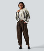 Mid Rise Corduroy Casual Balloon Joggers with Pockets — Demitasse — view 7