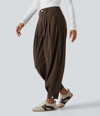 Mid Rise Corduroy Casual Balloon Joggers with Pockets — Demitasse — view 1