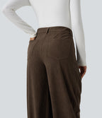 Mid Rise Corduroy Casual Balloon Joggers with Pockets — Demitasse — view 4