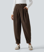 Mid Rise Corduroy Casual Balloon Joggers with Pockets — Demitasse — view 3