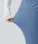 Mid Rise Bootcut Casual Jeans with Pockets — Vallarta Blue Denim — view 6