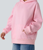Hooded Round Neck Long Sleeve Casual Sweatshirt with Pocket — Ballerina — view 5