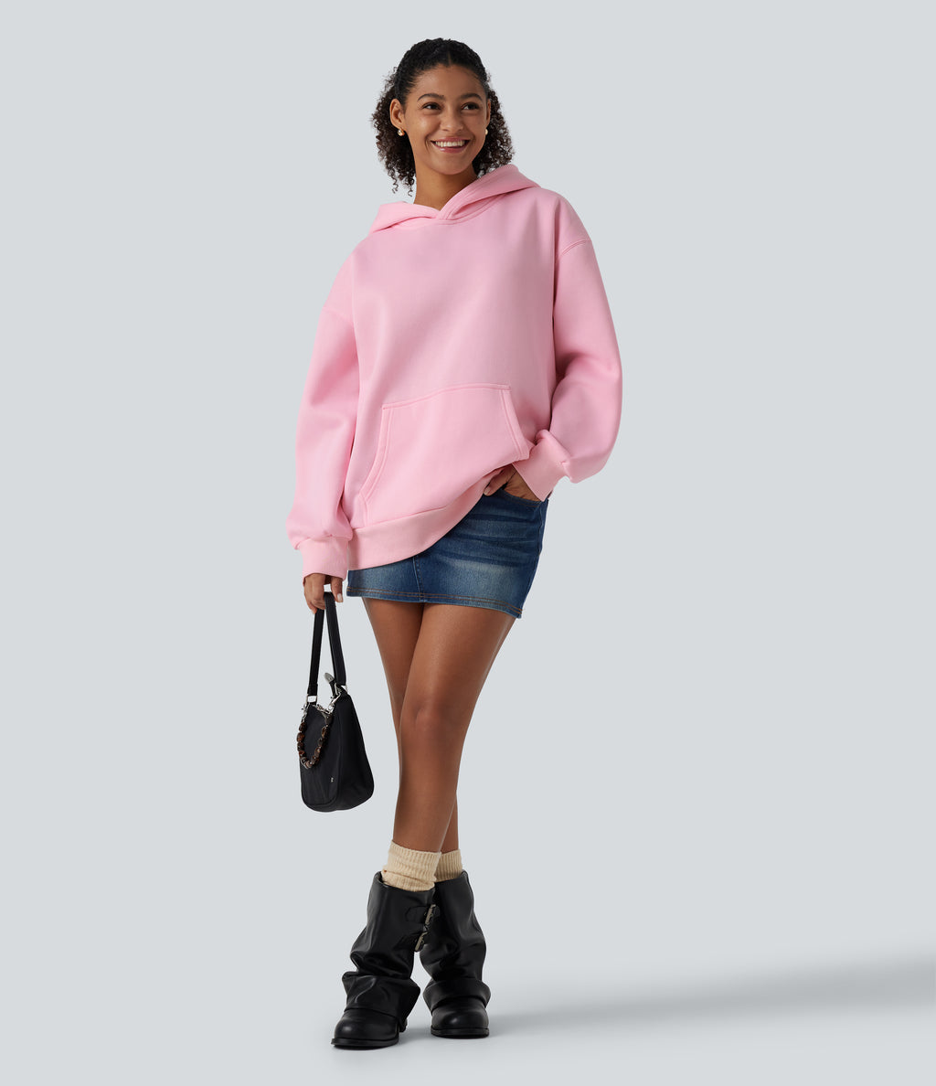 Hooded Round Neck Long Sleeve Casual Sweatshirt with Pocket — Ballerina — view 7