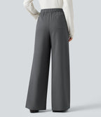 Mid Rise Wide Leg Work Trousers with Pockets — Gray Matter — view 2