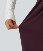 Mid Rise Contrast Lace Wide Leg Lounge Trousers with Pockets — Fig — view 6