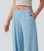 Low Rise Casual Sweatpants with Pockets — Airy Blue — view 4