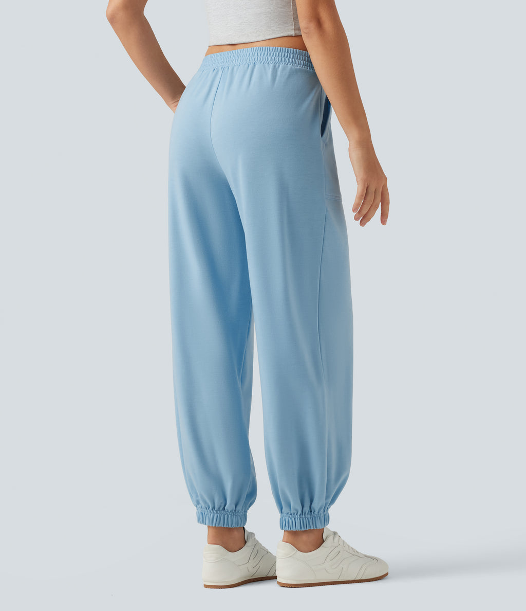 Low Rise Casual Sweatpants with Pockets — Airy Blue — view 2