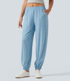 Low Rise Casual Sweatpants with Pockets — Airy Blue — view 1