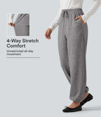 Mid Rise Drawstring Casual Sweatpants with Pockets — Mottled Cloud Grey — view 1