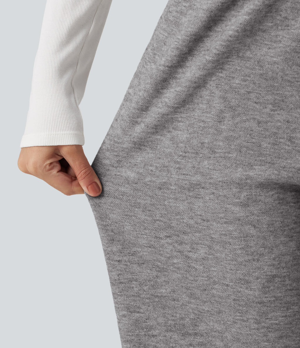 Mid Rise Drawstring Casual Sweatpants with Pockets — Mottled Cloud Grey — view 8
