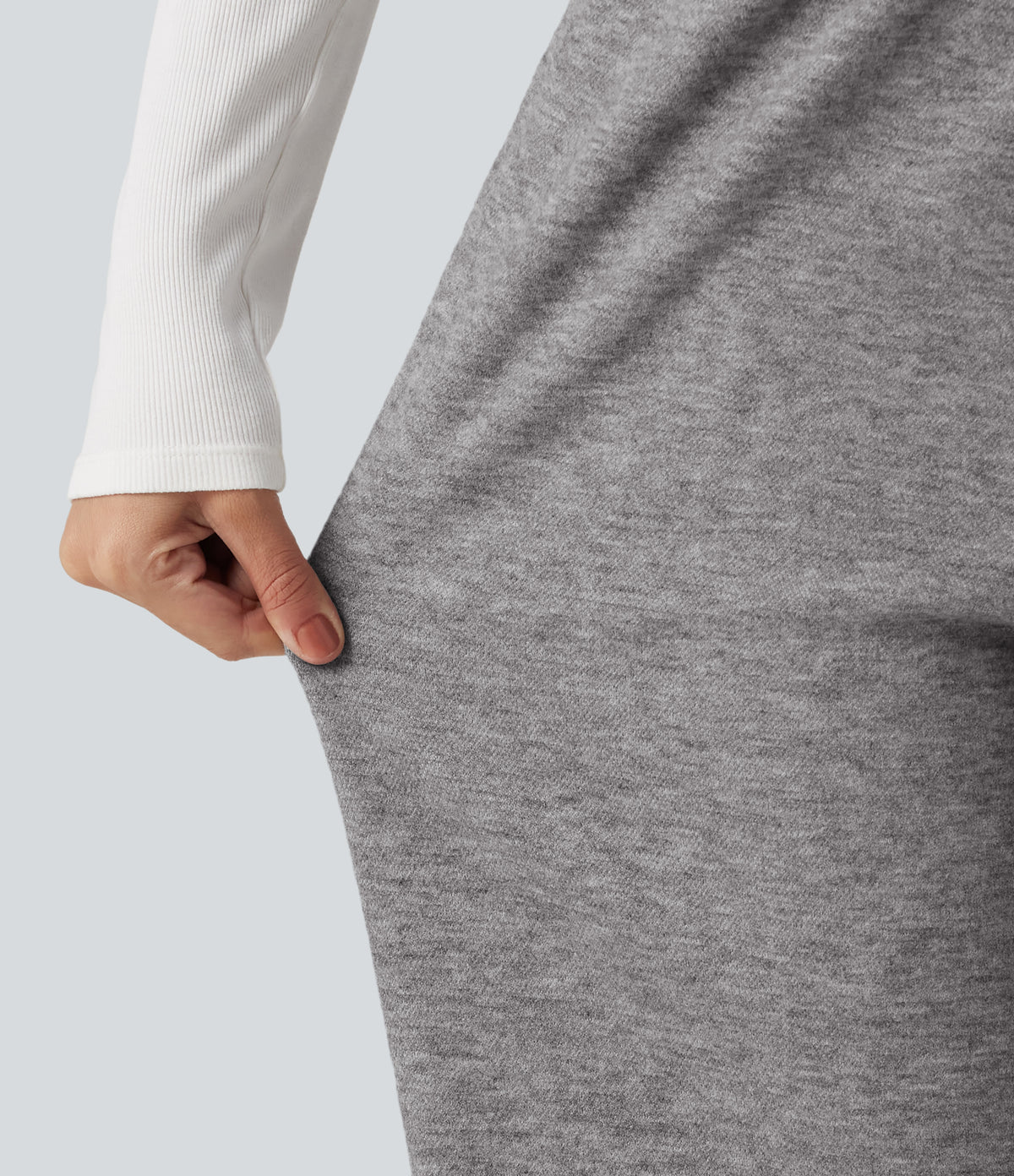 Mid Rise Drawstring Casual Sweatpants with Pockets — Mottled Cloud Grey — view 8