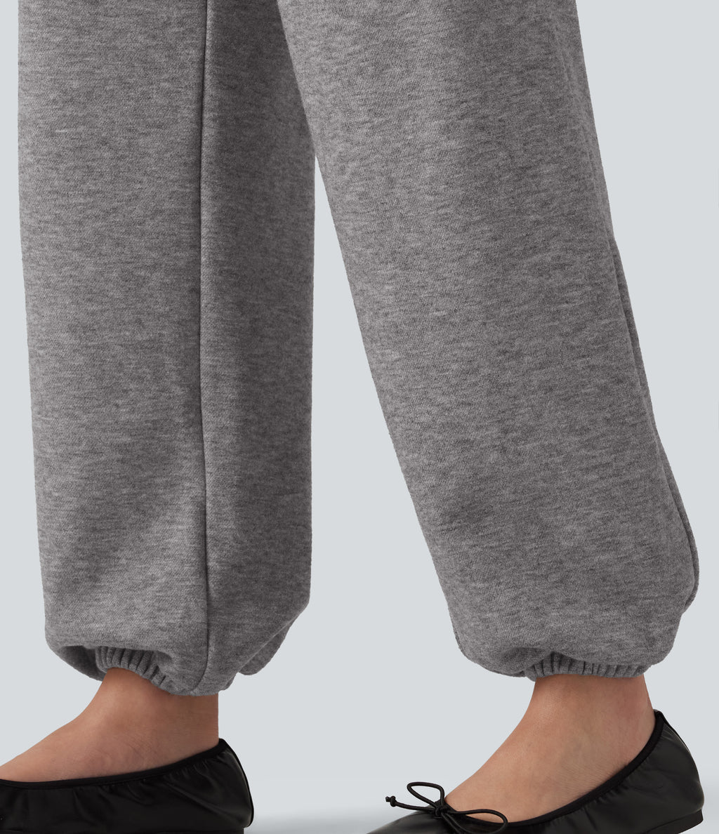 Mid Rise Drawstring Casual Sweatpants with Pockets — Mottled Cloud Grey — view 6