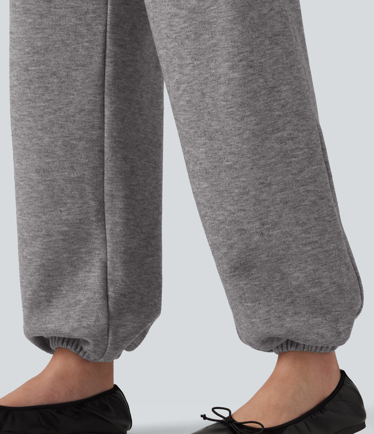 Mid Rise Drawstring Casual Sweatpants with Pockets — Mottled Cloud Grey — view 6