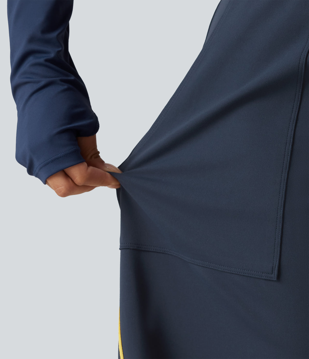 High Waisted Color Block Side Stripe Barrel Dance Trousers with Pockets — Midnight Blue — view 6