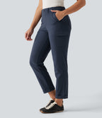 Mid Rise Tapered Rolled Hem Work Cargo Trousers with Pockets — Midnight Blue — view 1